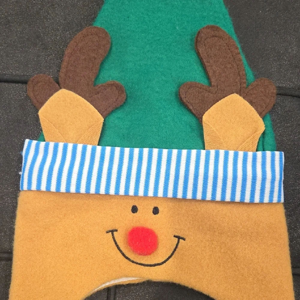 Festive Reindeer Hat with Green and Tan Colors